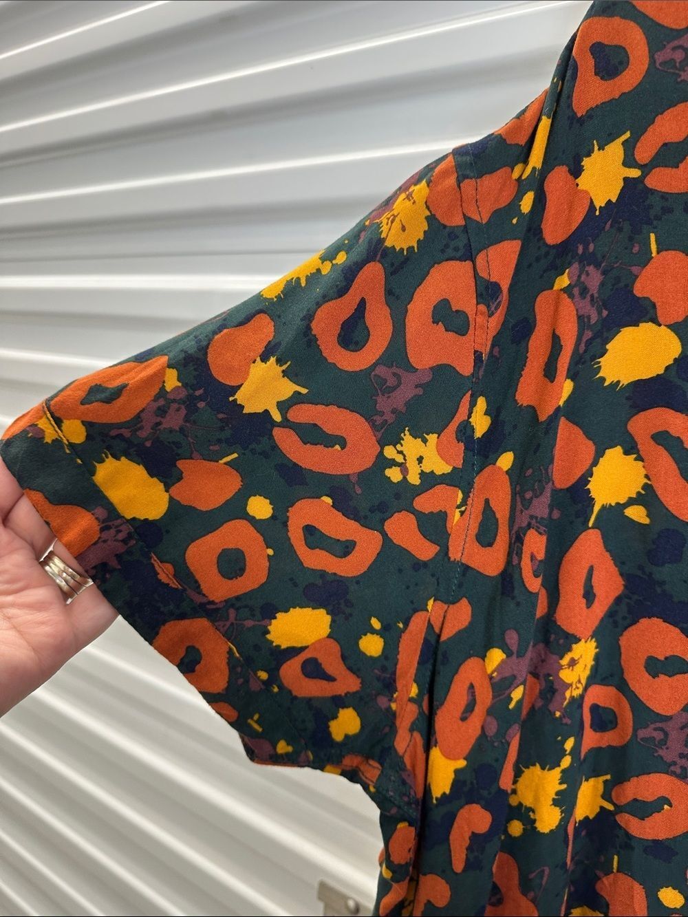 INC Short-Sleeve Button Shirt with Orange & Yellow Print - Picture 5 of 10